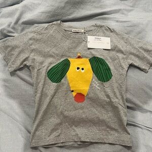 Bobo Choses Gray Tee with Colorful Dog Design